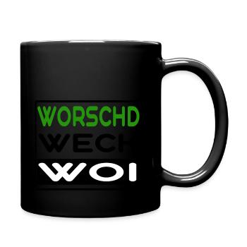 Worschd Weck Woi Wurst Brötchen Wein Pfalzshirt - Tasse einfarbig - Schwarz - Rechts