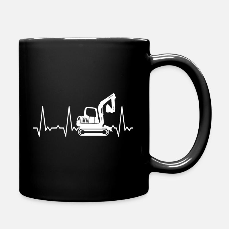 Herzschlag Bagger - Tasse einfarbig - Schwarz