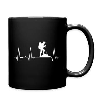 Herzschlag Wandern - Tasse einfarbig - Schwarz - Rechts