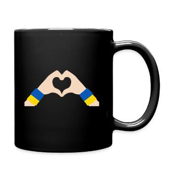 Ukraine Hand Formt Ein Herz - Ukraine Krieg - Tasse einfarbig - Schwarz - Rechts