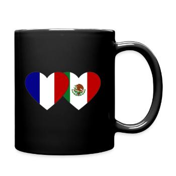 France Mexico Flag Heart - Full Colour Mug - black - Right