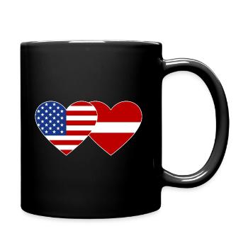 USA Latvia Flag Heart - Full Colour Mug - black - Right