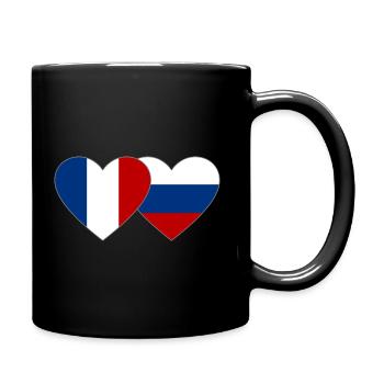 France Russie Flag Coeur - Mug uni - noir - Droite