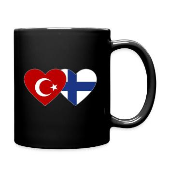 Turquie Finlande Flag Coeur - Mug uni - noir - Droite