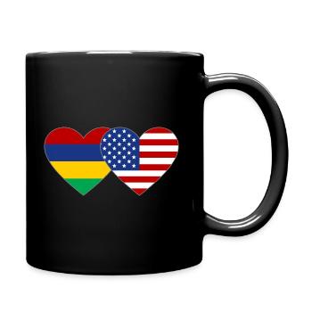 Mauritius USA Flag Heart - Full Colour Mug - black - Right