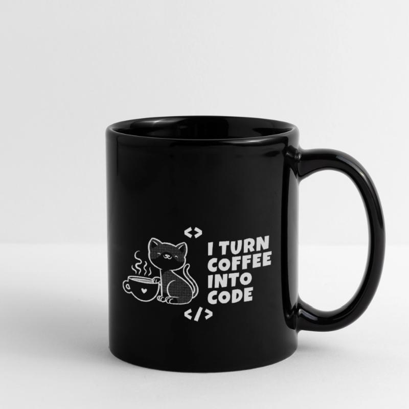 I turn coffee into code Programmierer Entwickler Tasse einfarbig