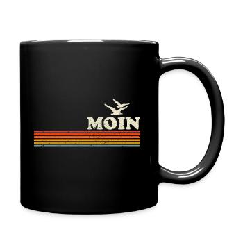 Moin Möwen Retro Streifen für Küstenliebhaber - Tasse einfarbig - Schwarz - Rechts