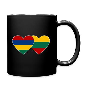 Mauritius Lithuania Flag Heart - Full Colour Mug - black - Right