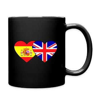 Spain England Flag Heart - Full Colour Mug - black - Right