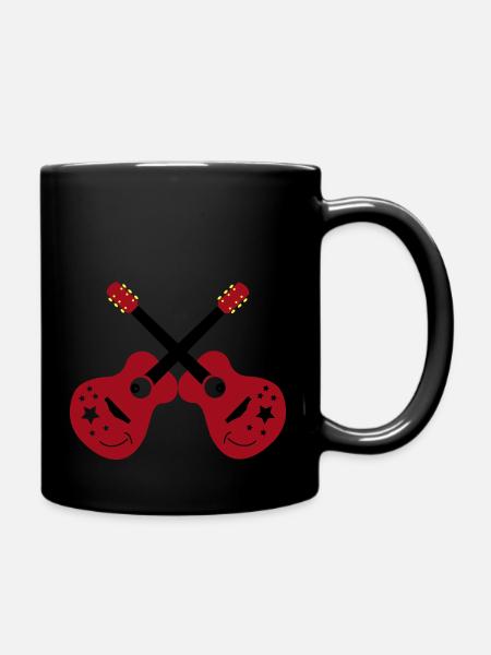 Smiling double guitars - Full Colour Mug - black