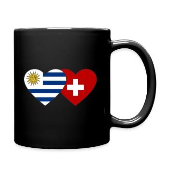 Uruguay Schweiz Herz Flagge - Tasse einfarbig - Schwarz - Rechts