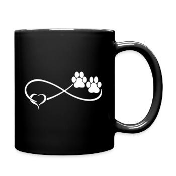 Hundepfote mit Herz - Tasse einfarbig - Schwarz - Rechts
