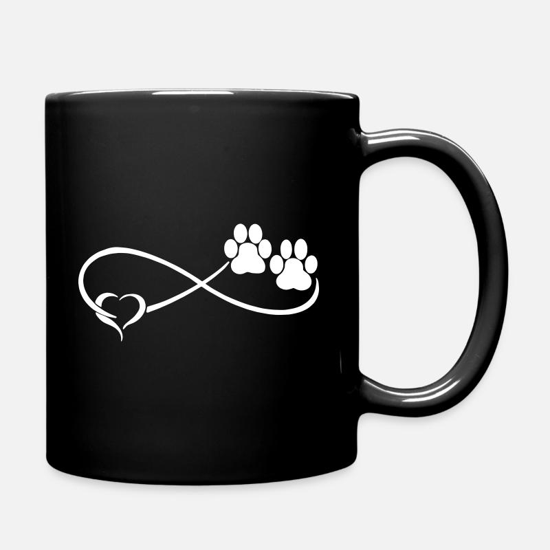 Hundepfote mit Herz - Tasse einfarbig - Schwarz