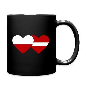 Poland Latvia Flag Heart - Full Colour Mug - black - Right
