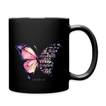 "Alles kann ich durch Christus..." Schmetterling - Tasse einfarbig - Schwarz - Rechts