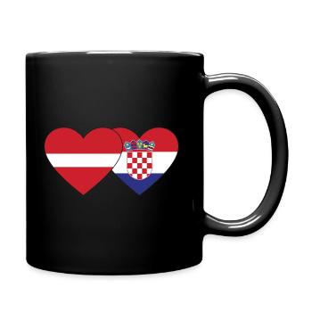 Latvia Croatia Flag Heart - Full Colour Mug - black - Right