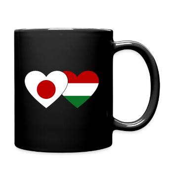 Japan Ungarn Flagge Herz - Tasse einfarbig - Schwarz - Rechts