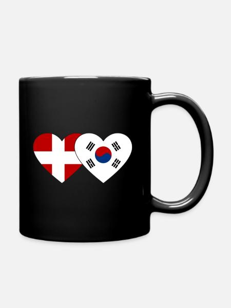 Danemark Corée du Sud Drapeau Coeur - Mug uni - noir