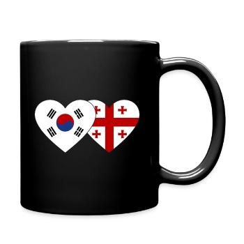 Südkorea Georgien Flagge Herz - Tasse einfarbig - Schwarz - Rechts