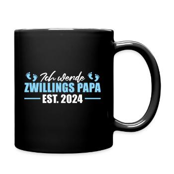 Zwillings Papa 2024 Werdender Vater - Tasse einfarbig - Schwarz - Rechts