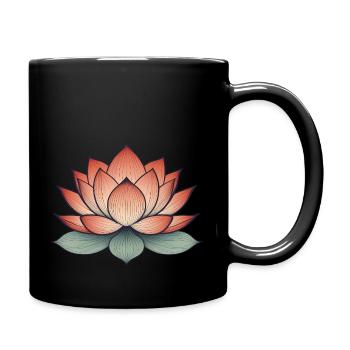 Friedlicher und beruhigender Zen-Lotus - Tasse einfarbig - Schwarz - Rechts