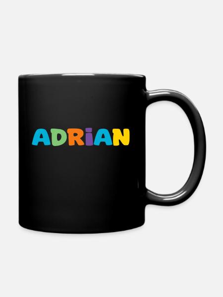 Name - Adrian - Tasse einfarbig - Schwarz