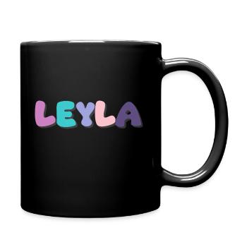 Name - Leyla - Tasse einfarbig - Schwarz - Rechts