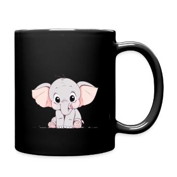Süßer kleiner Elefant - Tasse einfarbig - Schwarz - Rechts