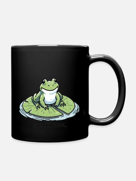 Frosch auf Seerosenblatt - Tasse einfarbig - Schwarz