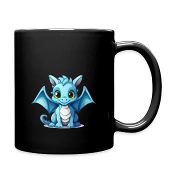 Kleiner blauer Drache - Tasse einfarbig - Schwarz - Rechts