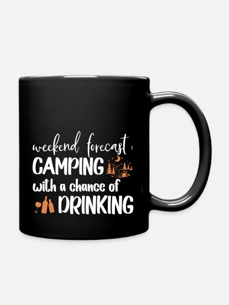 Vorhersage Camping Happy Camping Lustig - Tasse einfarbig - Schwarz