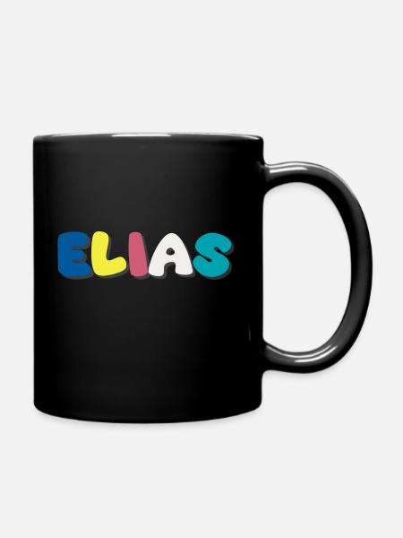 Name - Elias - Ensfarvet krus - sort