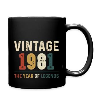 43 Jahre alter Jahrgang 1981 Geschenke zum 43. Geburtstag - Tasse einfarbig - Schwarz - Rechts
