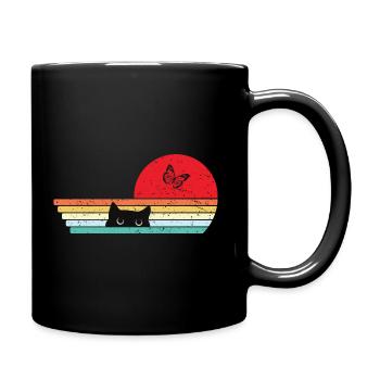 Chat mignon papillon - Mug uni - noir - Droite