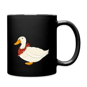 White duck with red scarf - Full Colour Mug - black - Right