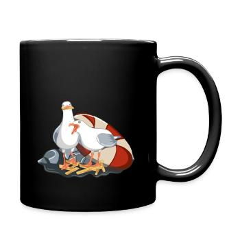 Laughing seagulls with fries - Full Colour Mug - black - Right