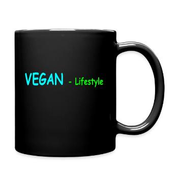 VEGAN Lifestyle hellblau grün - Tasse einfarbig - Schwarz - Rechts
