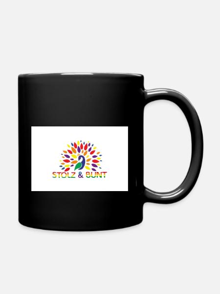 Peacock - proud and colorful - Full Colour Mug - black