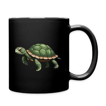 Trendige Schildkröte - Tasse einfarbig - Schwarz - Rechts