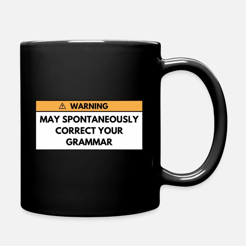 Warning May Correct Your Grammar | English Teacher - Full Colour Mug - black