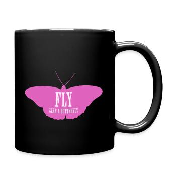 FLY Like a Butterfly - Tasse einfarbig - Schwarz - Rechts