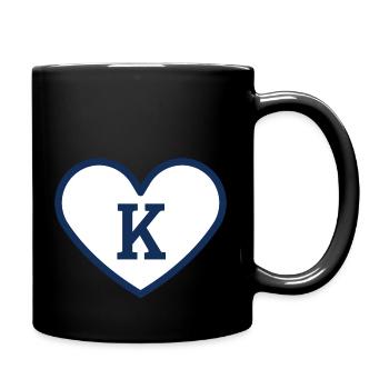 Buchstabe k Herz Sport Trend blau - Geschenkidee - Tasse einfarbig - Schwarz - Rechts