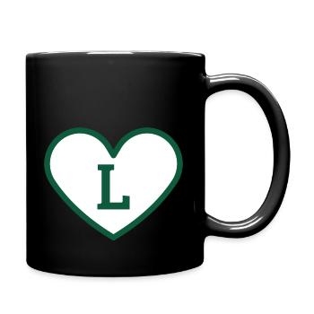 Buchstabe l Herz Sport Trend grün - Geschenkidee - Tasse einfarbig - Schwarz - Rechts