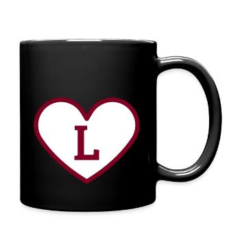Letter l heart sport trend burgundy - gift idea - Full Colour Mug - black - Right