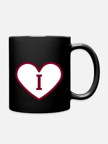 Lettre i cœur sport tendance bordeaux -idée cadeau - Mug uni - noir