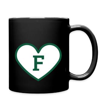 Buchstabe f Herz Sport Trend grün - Geschenkidee - Tasse einfarbig - Schwarz - Rechts
