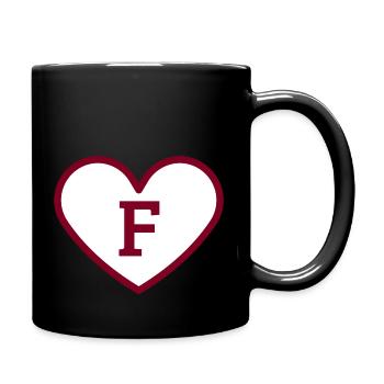 Buchstabe f Herz Sport Trend Burgund - Geschenkidee - Tasse einfarbig - Schwarz - Rechts