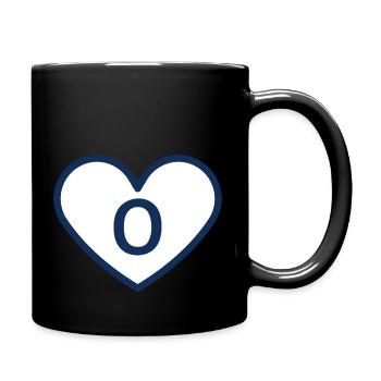 Buchstabe o Herz Sport Trend blau - Geschenkidee - Tasse einfarbig - Schwarz - Rechts