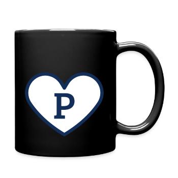 Buchstabe p Herz Sport Trend blau - Geschenkidee - Tasse einfarbig - Schwarz - Rechts