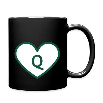Buchstabe Q Heart Sport Trend Grün - Geschenkidee - Tasse einfarbig - Schwarz - Rechts